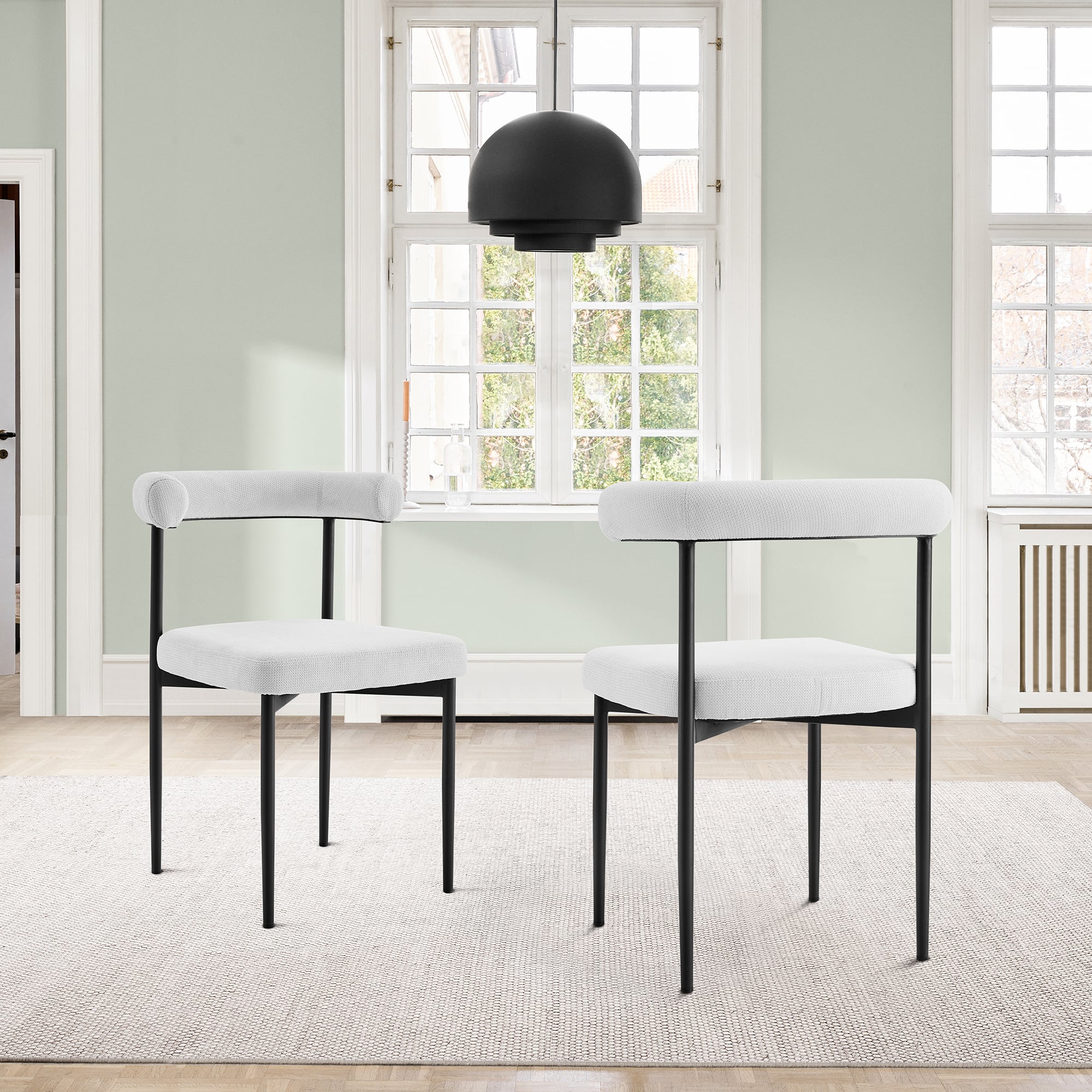 Armen Living Shannon Metal Open-Back Upholstered Dining Chair