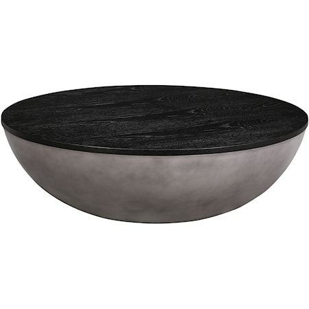  Round Coffee Table in Black Brushed Oak