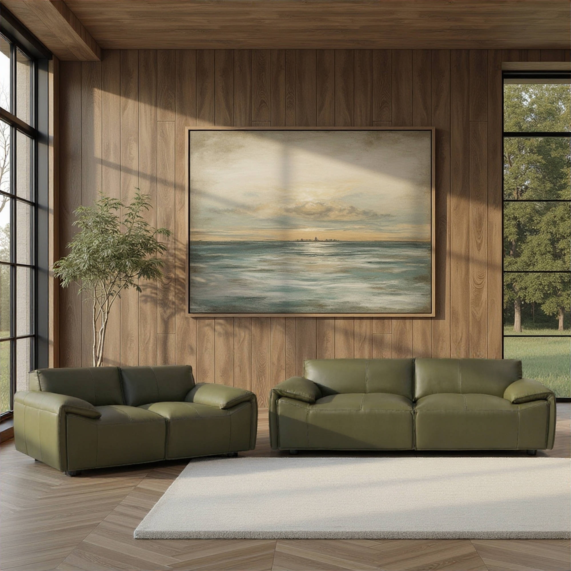 Armen Living Tanner 2-pc. Top-Grain Leather Living Room Set