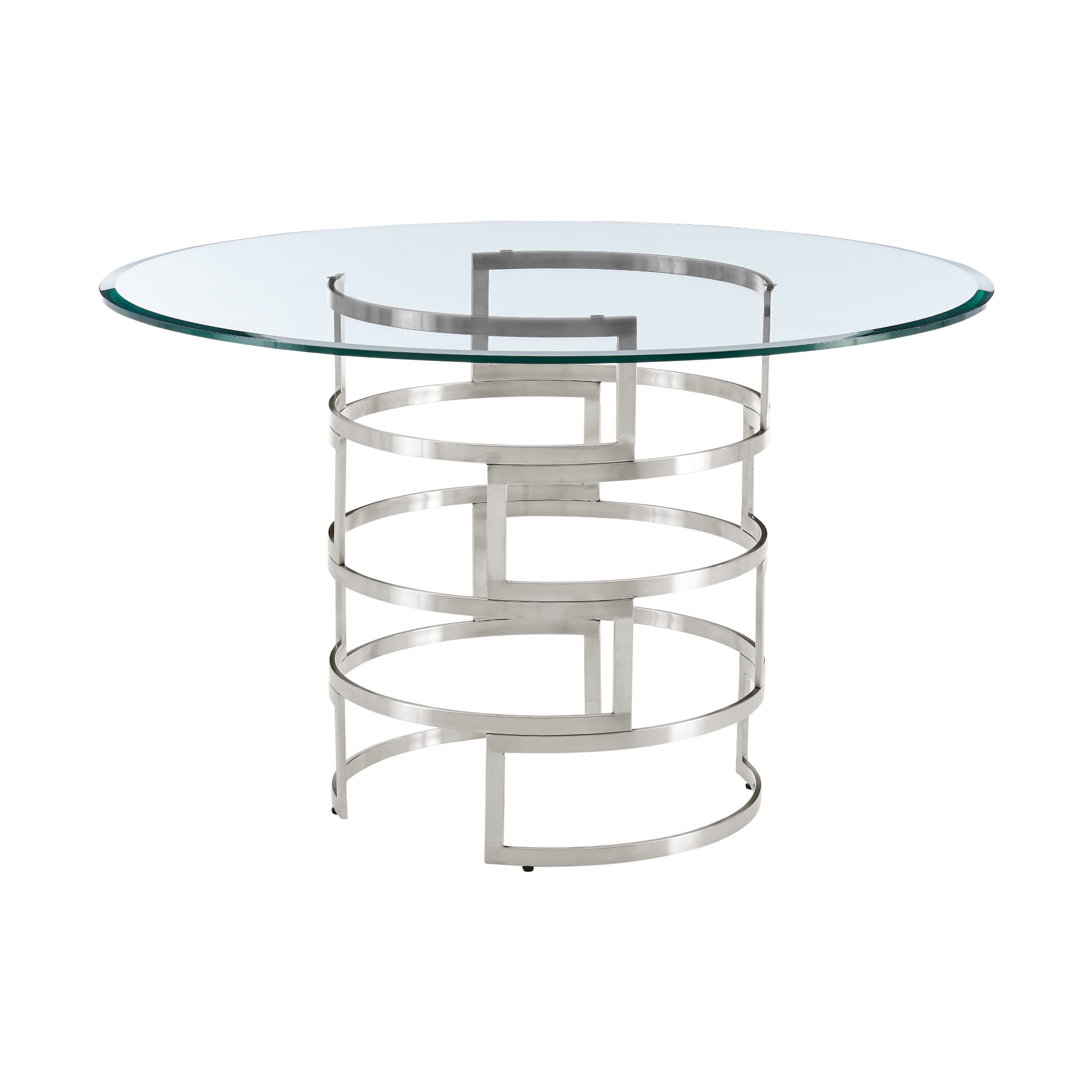 Armen Living Diaz 48" Round Glass-Top Dining Table