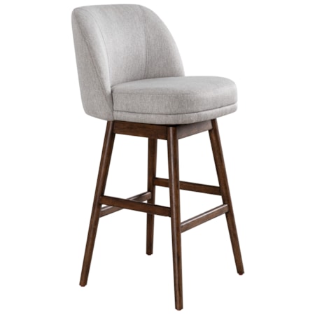 Upholstered Solid Wood Swivel Barstool