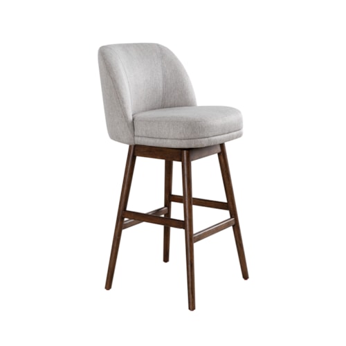 Contemporary Upholstered Solid Wood Swivel Barstool