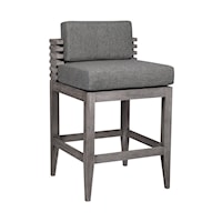 Contemporary Gray Outdoor Counter Stool with Wood Frame
