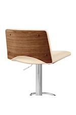 Armen Living Thierry Thierry Adjustable Swivel Gray Faux Leather with Walnut Back and Chrome Bar Stool