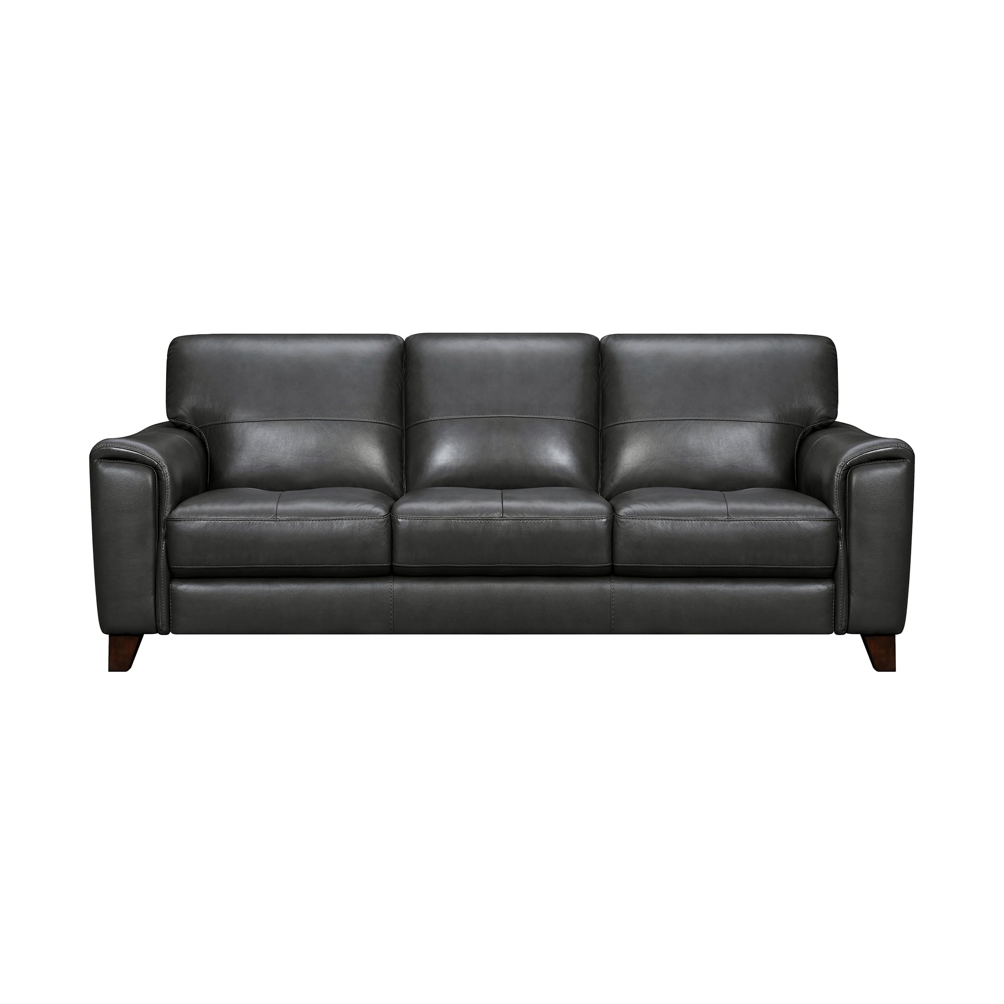 87" Pewter Genuine Leather Square Arm Sofa