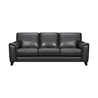 87" Pewter Genuine Leather Square Arm Sofa