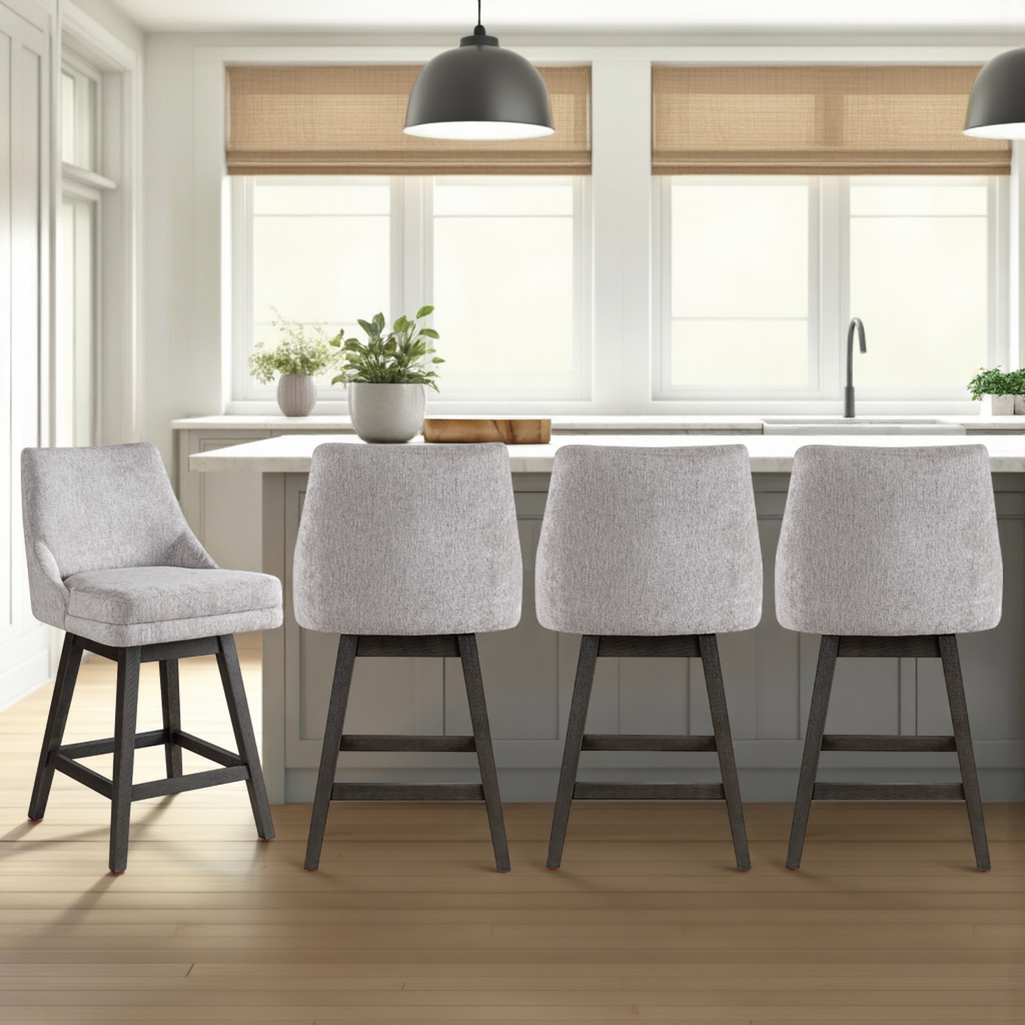 Armen Living Branson Upholstered Swivel Counter Stool