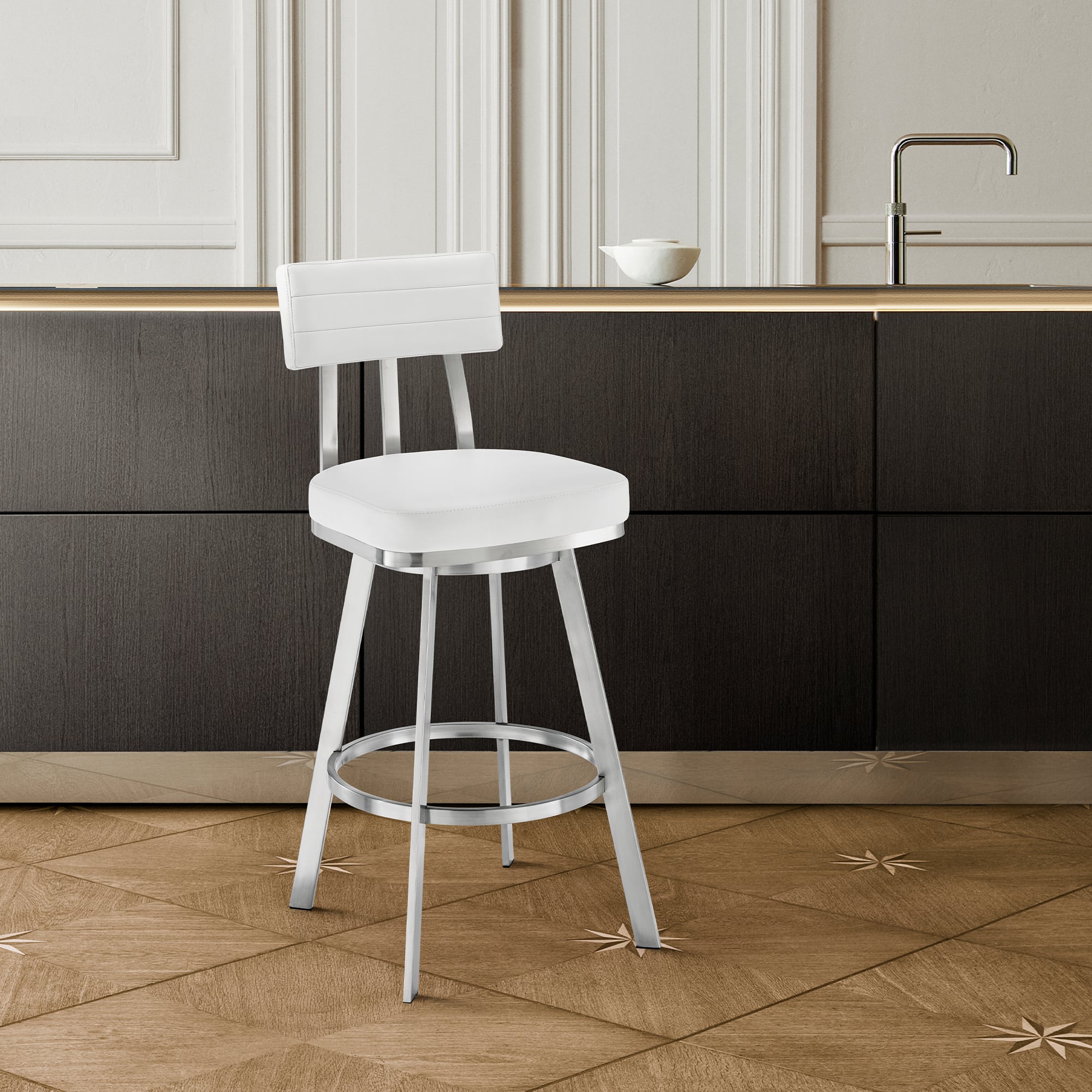 Armen Living Benjamin White Barstool