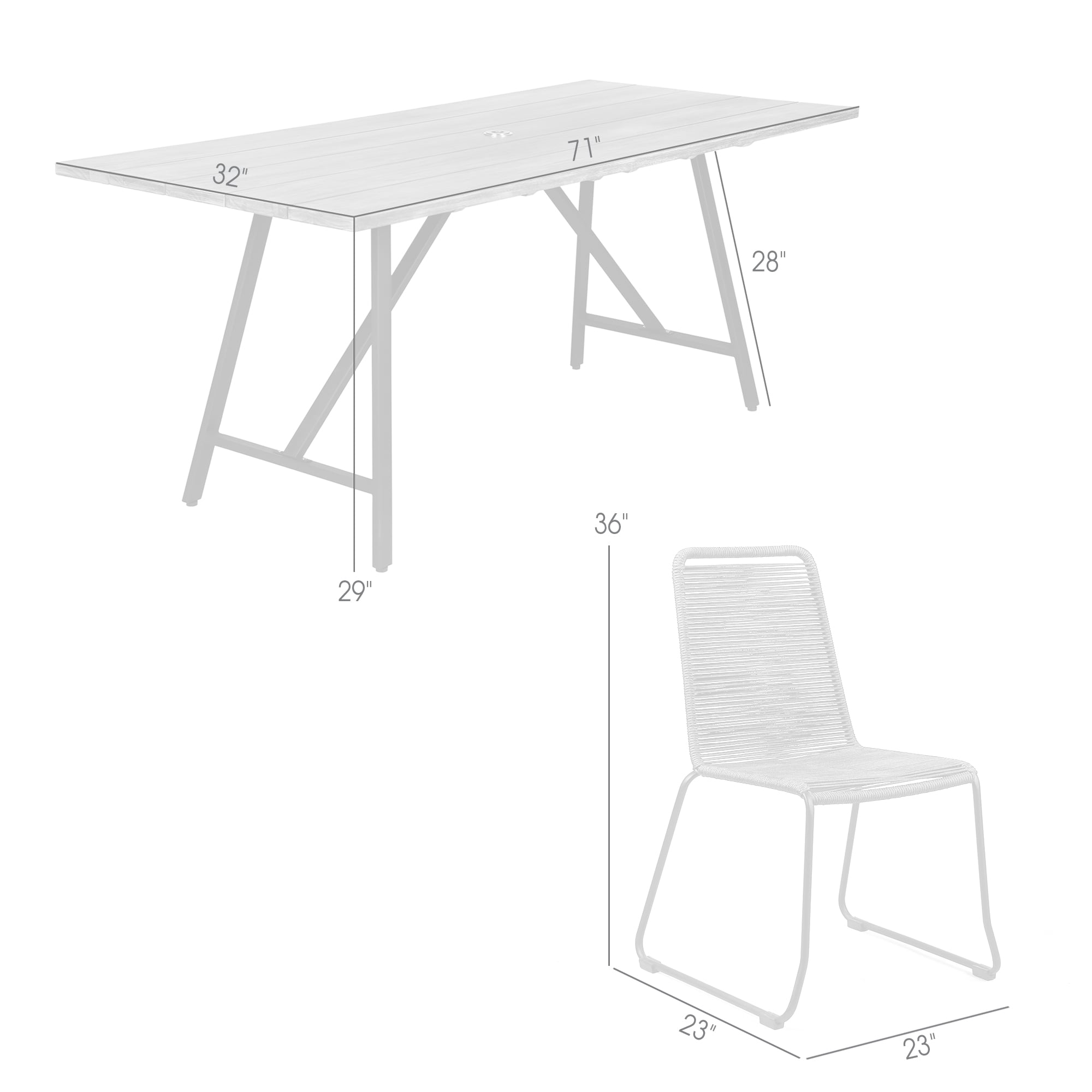 Armen Living Frinton / Shasta 5-Piece Outdoor Dining Set