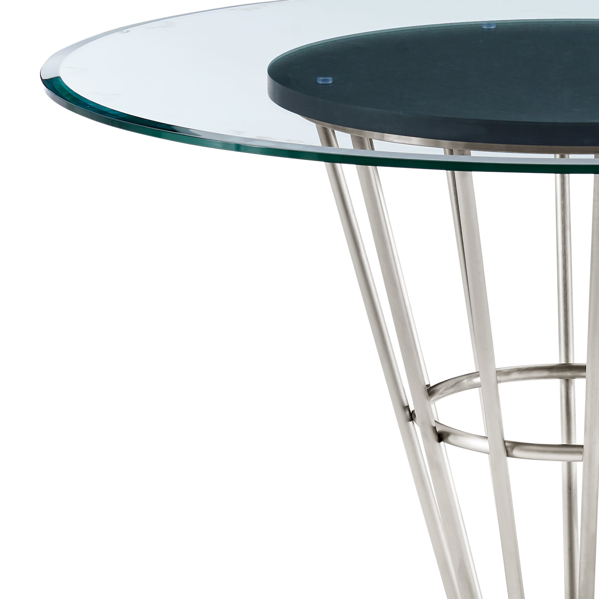 Armen Living Veronica 48" Round Glass-Top Dining Table