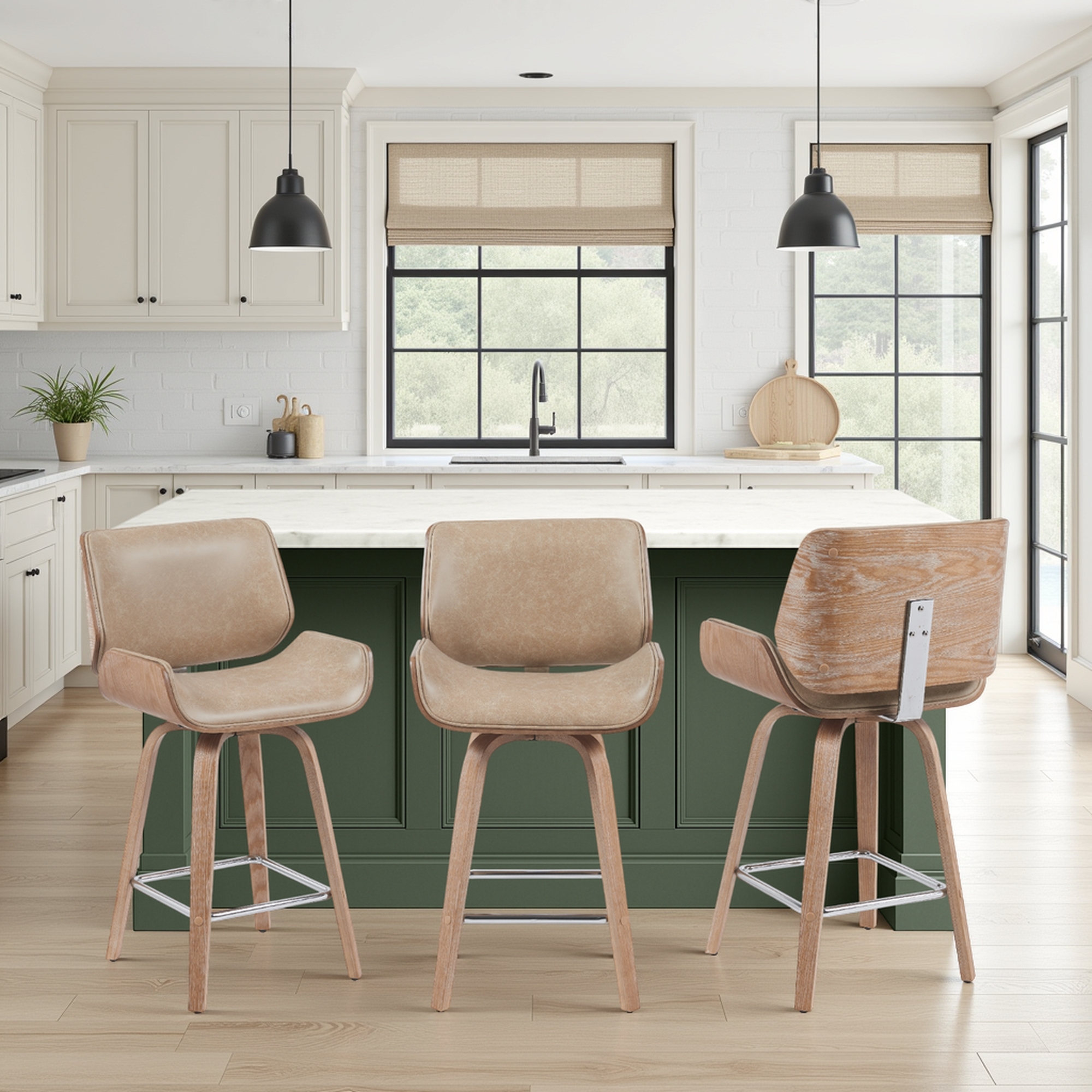 Armen Living Tyler Upholstered Swivel Counter Chair