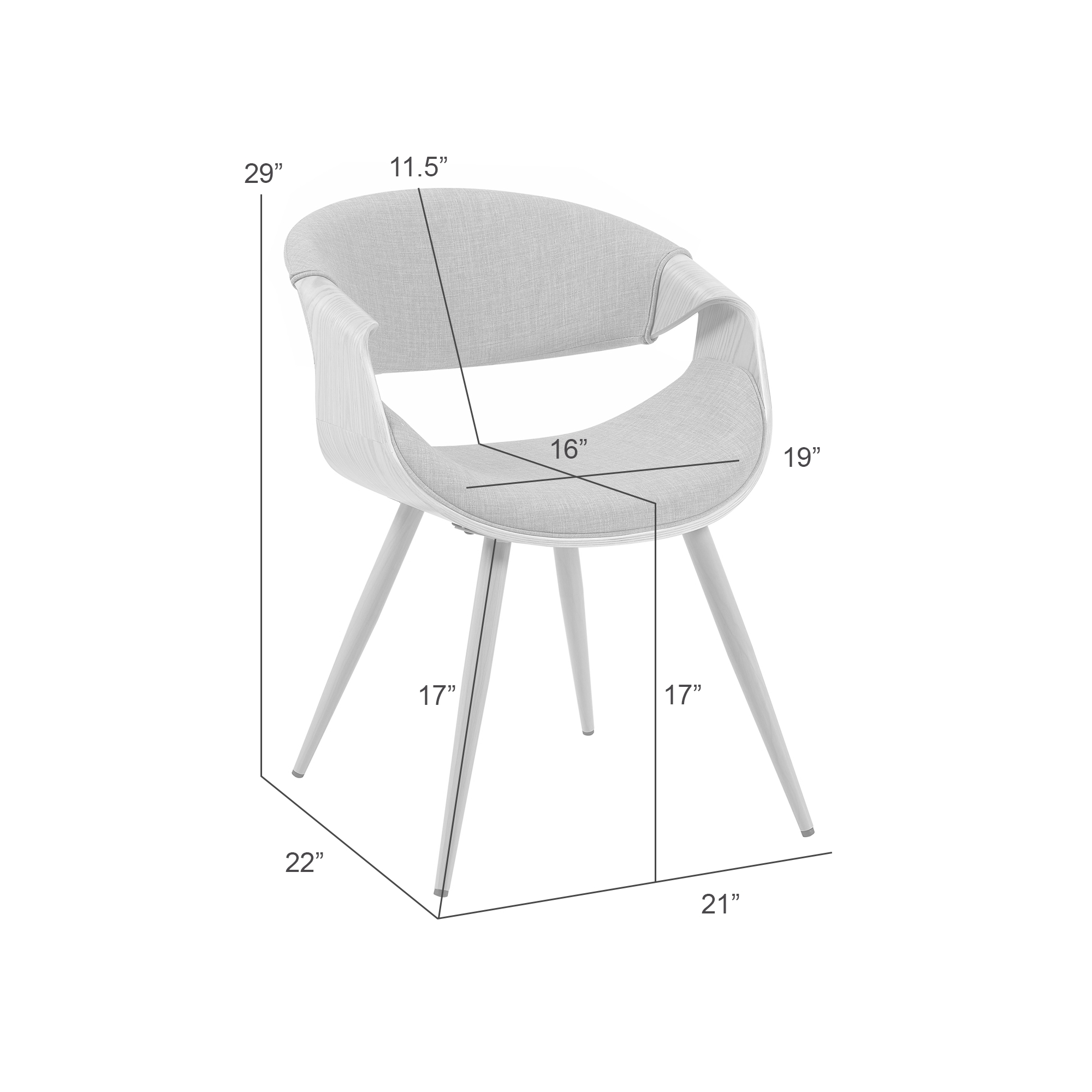 Armen Living Butterfly Upholstered Dining Chair