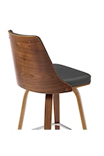 Armen Living Nolte Contemporary Swivel Bar Stool in Faux Leather and Walnut Wood