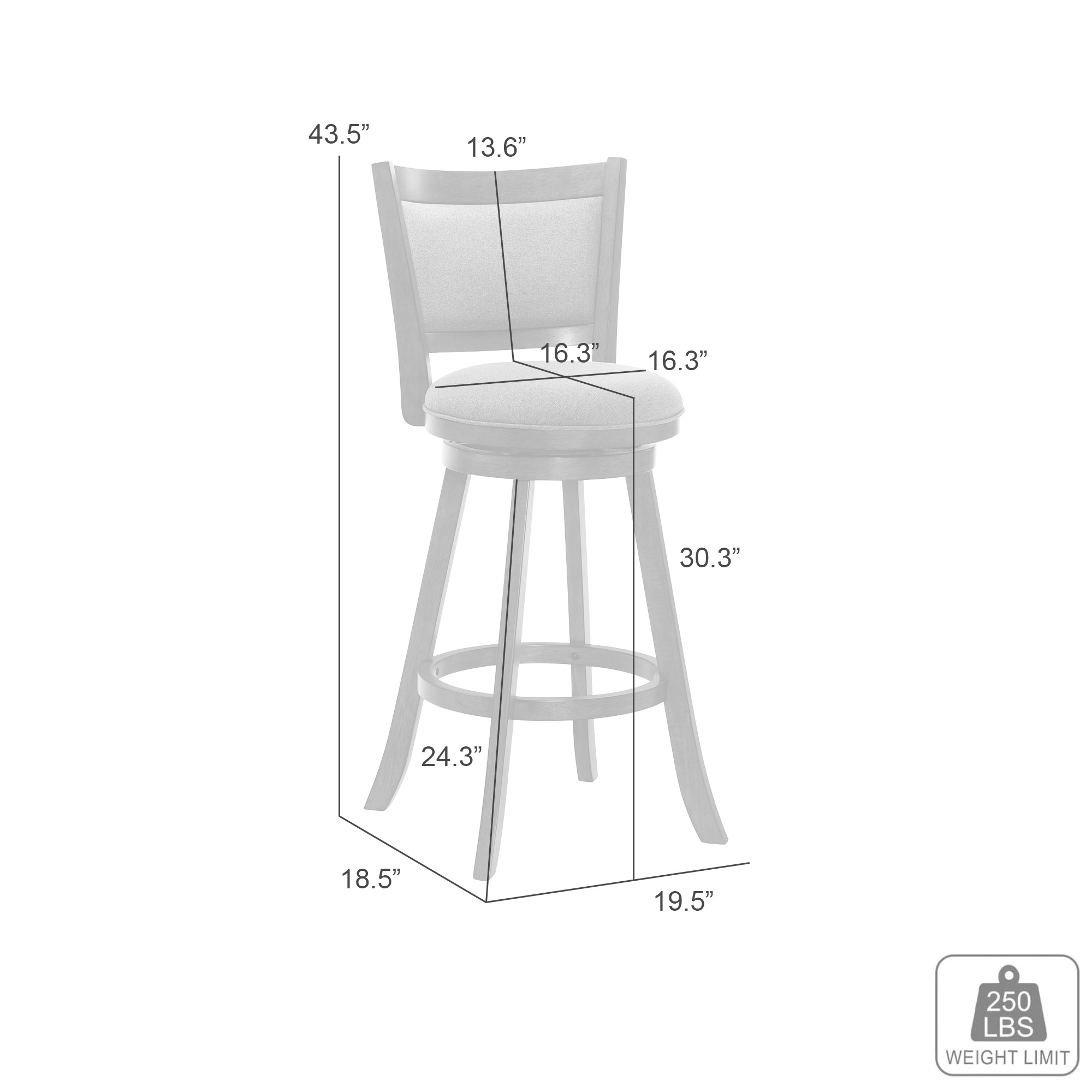 Armen Living Aiden Upholstered Bar-Height Swivel Stool