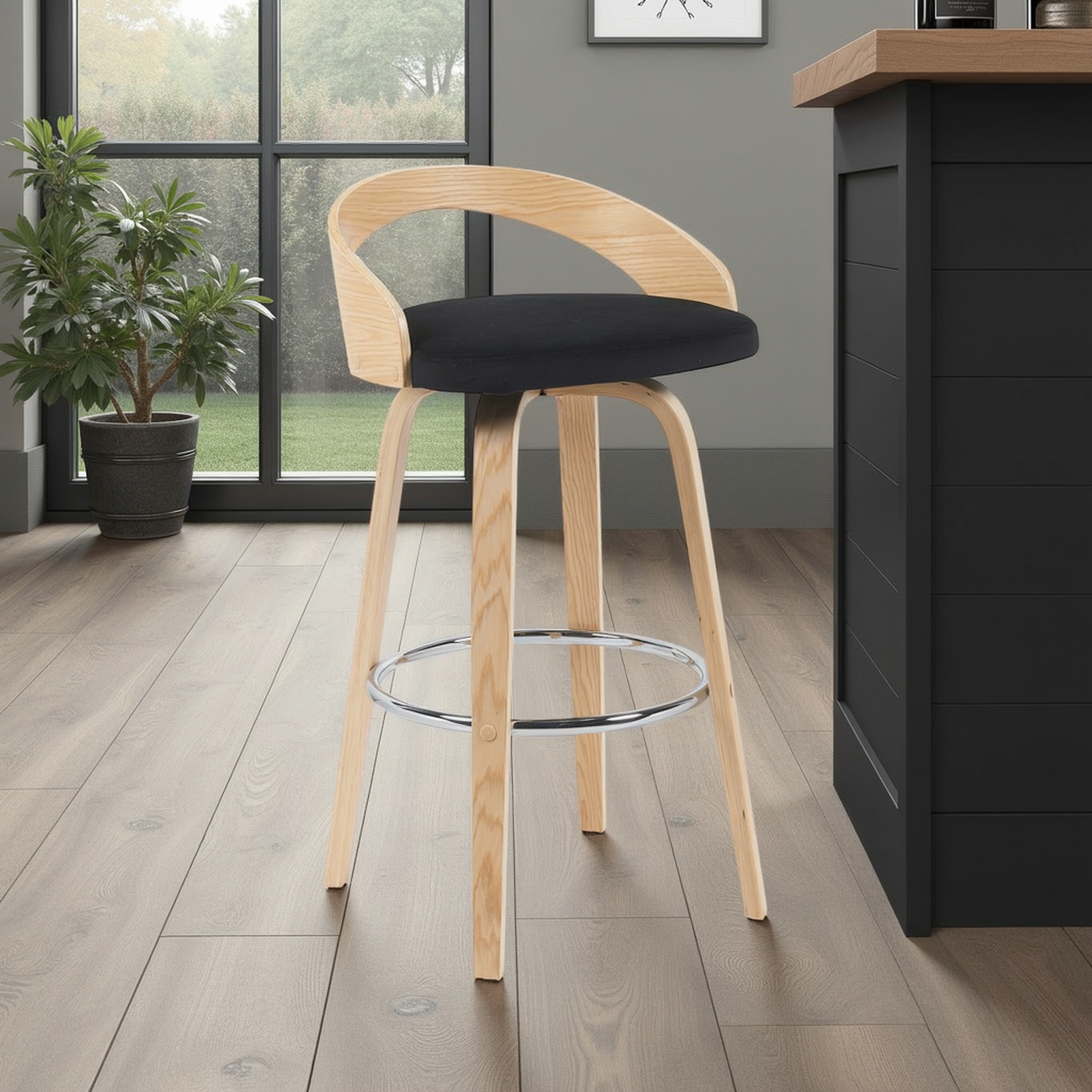 Armen Living Sonia Open-Back Swivel Barstool
