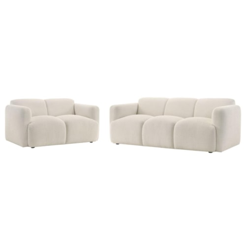 Contemporary 2-pc. Fully-Upholstered Living Room Set with Rounded Track Arms