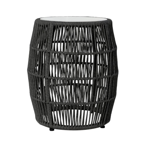 Contemporary Outdoor Stool End Table with Smooth Stone Top