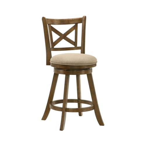 Farmhouse X-Back Swivel Counter Stool with Upholstered Seat