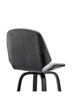 Armen Living Arabela Black Wood Swivel Bar Stool with Gray Faux Leather Seat