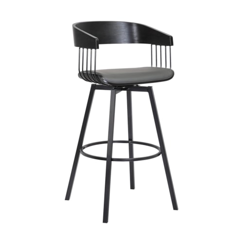 Contemporary Swivel Bar Stool with Upholstered Seat