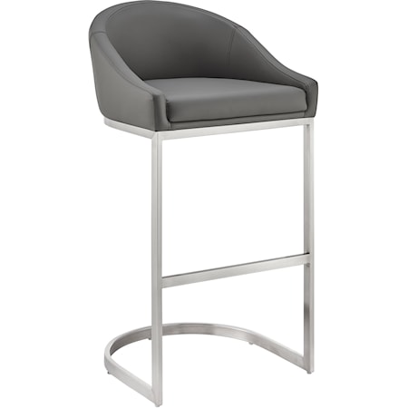 Contemporary Upholstered Bar Stool with Brushed Stainless Steel Base