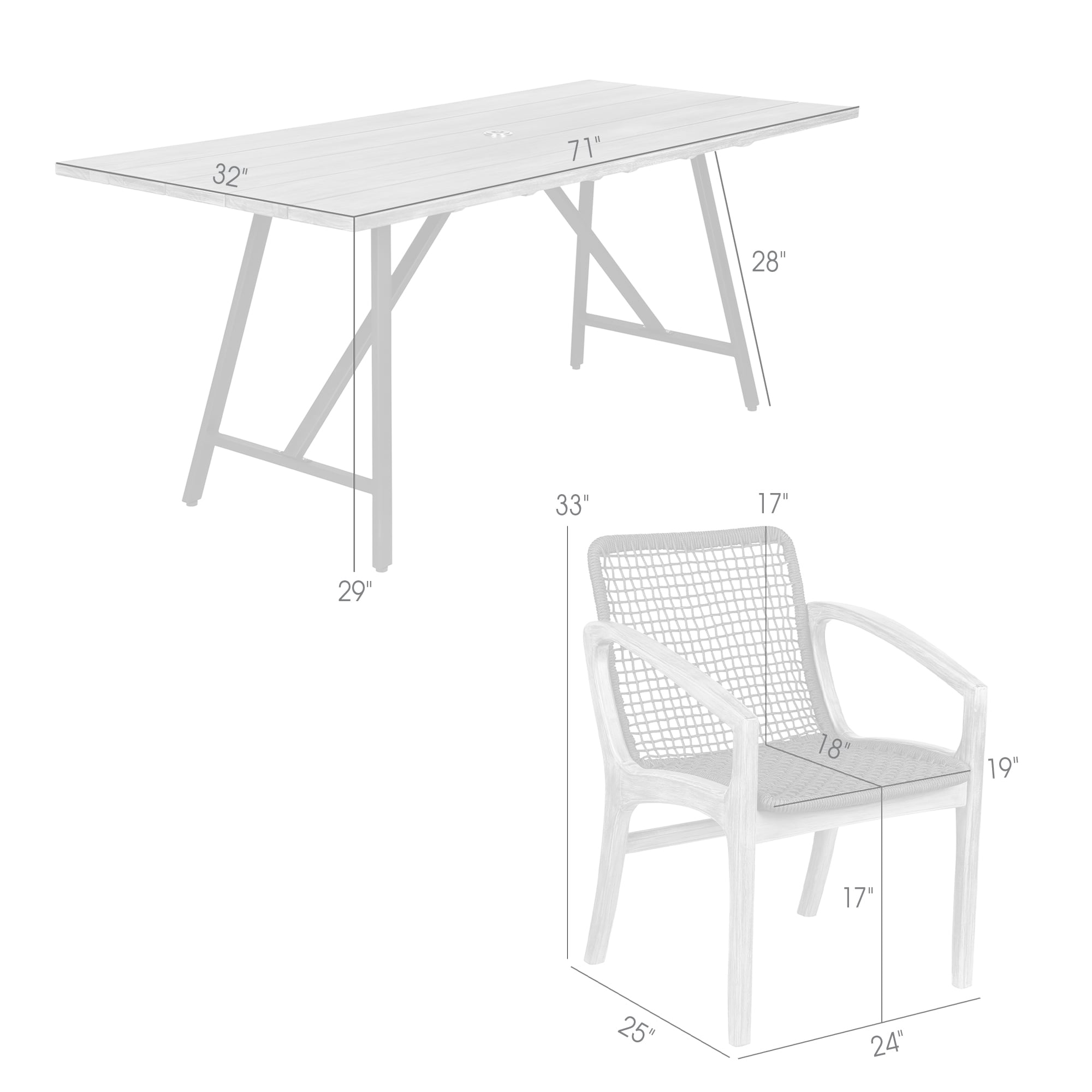Armen Living Beckham / Frinton Outdoor Dining Set