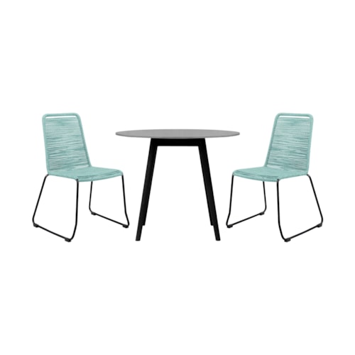 Contemporary 3-Piece Outdoor Dining Set with Rope Detailed Seats