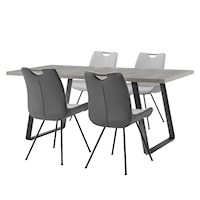 Contemporary 5-Piece Pewter Rectangular Dining Set