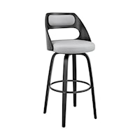 Contemporary Faux Leather and Walnut Wood Counter Stool