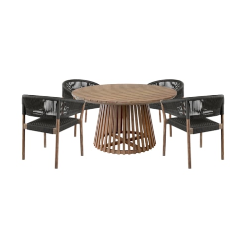 Coastal 5-Piece Patio Dining Set with Rope Seating