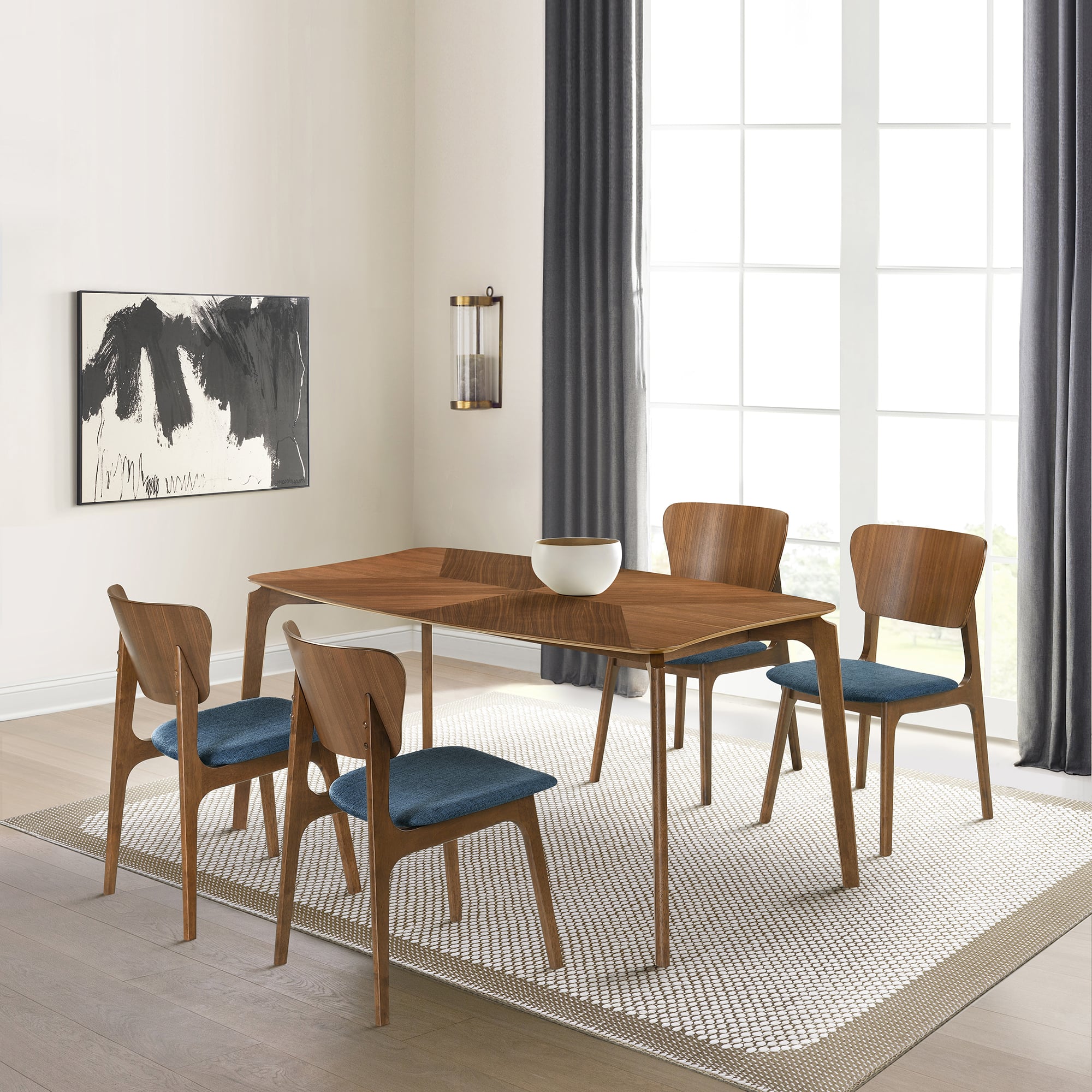 Armen Living Kalia 5-pc. Wood Dining Set w/Upholstered Chairs