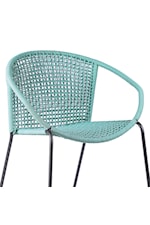 Armen Living Snack Snack Indoor Outdoor Stackable Steel Dining Chair with Wasabi Rope - Set of 2