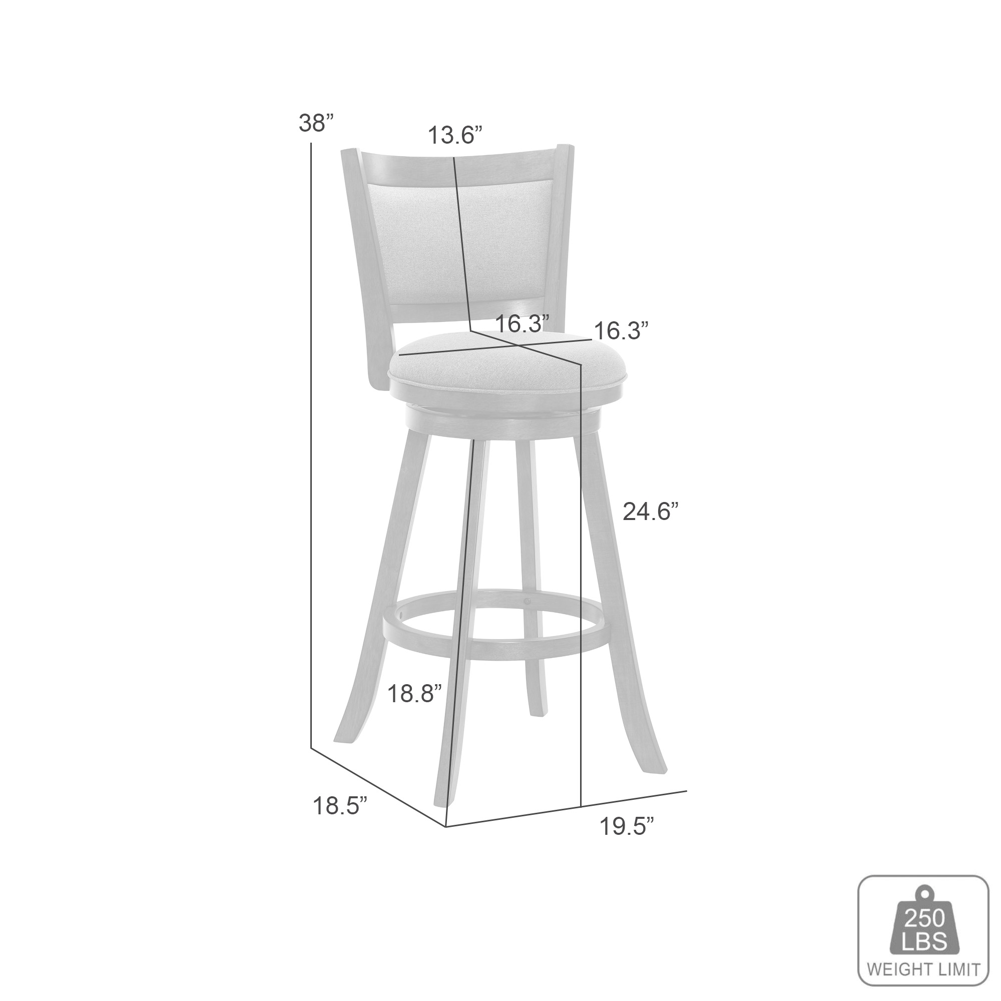 Armen Living Aiden Upholstered Counter-Height Swivel Stool