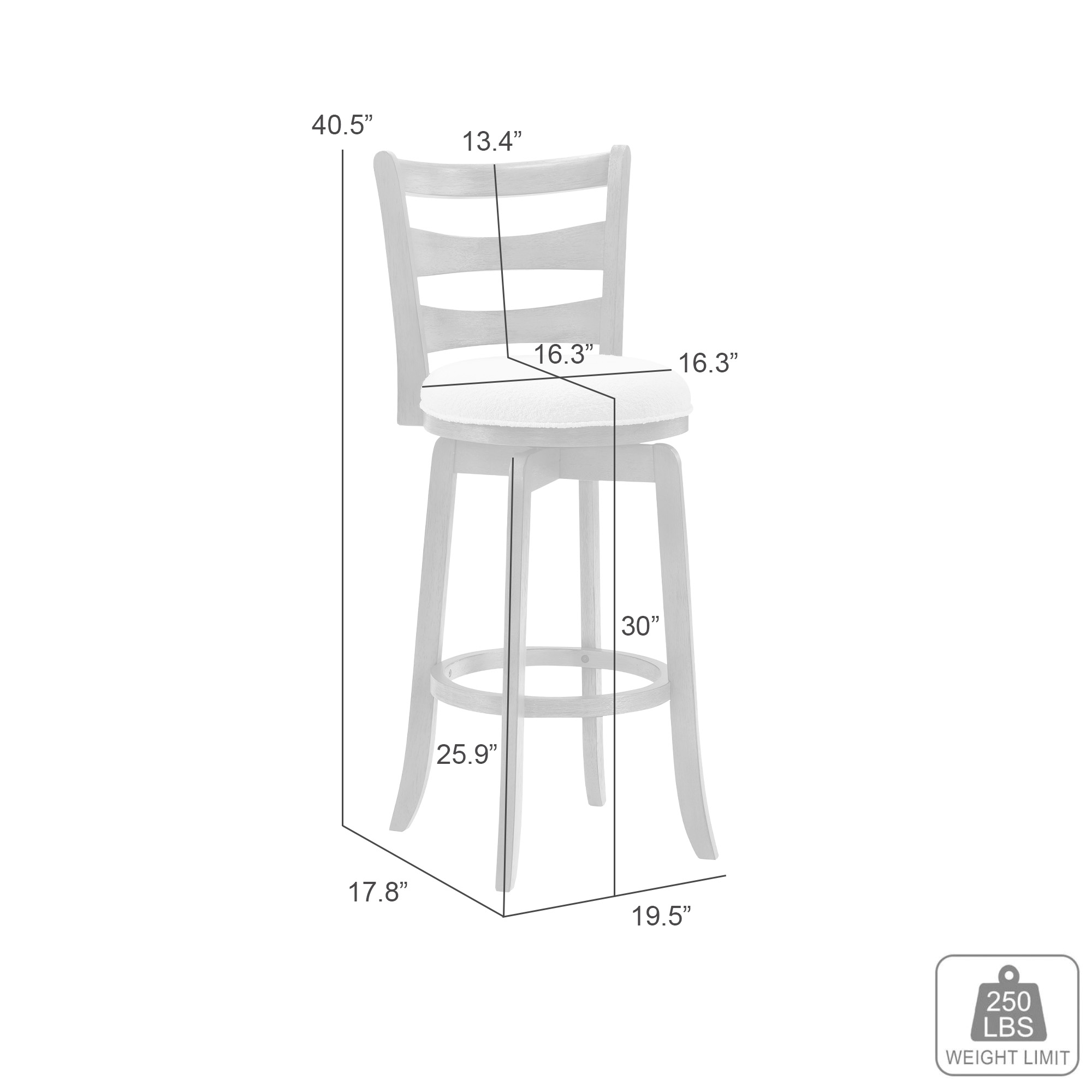 Armen Living Melindra Ladder-Back Upholstered Swivel Barstool