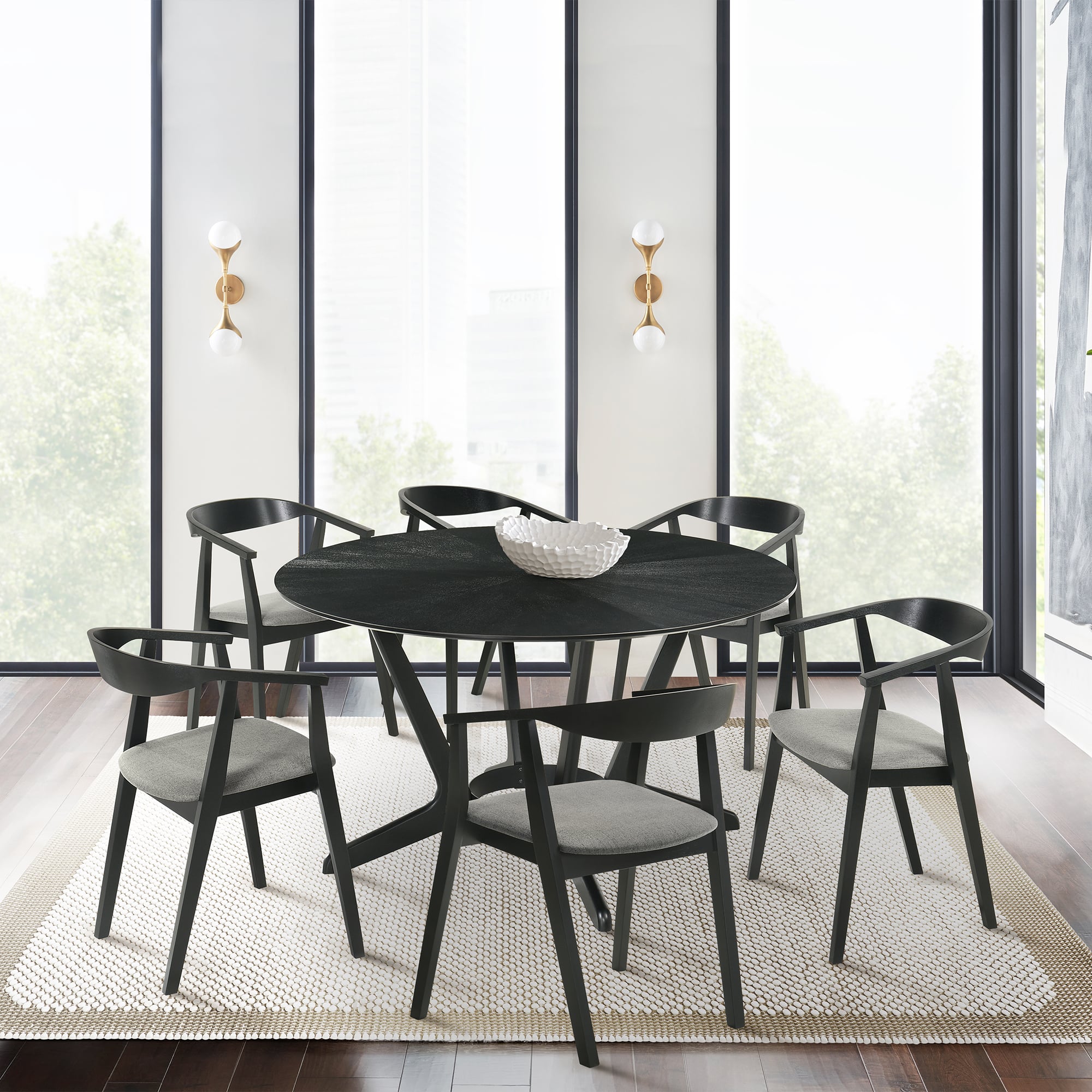 Armen Living Santana 7-pc. Round Wood Dining Set