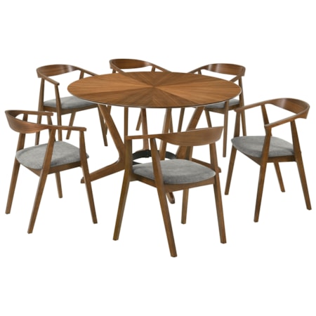 7-pc. Round Wood Dining Set
