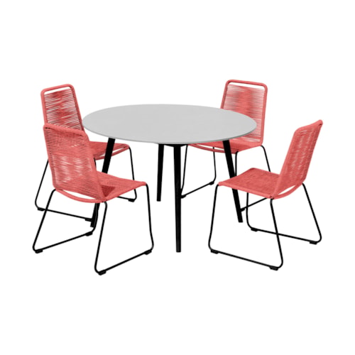 Contemporary 5-Piece Outdoor Dining Set with Rope Detailed Seats