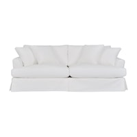 Transitional 93" Skirted Sofa with 4 Toss Pillows