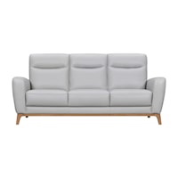 Contemporary Grey Leather Sofa with Tapered Legs