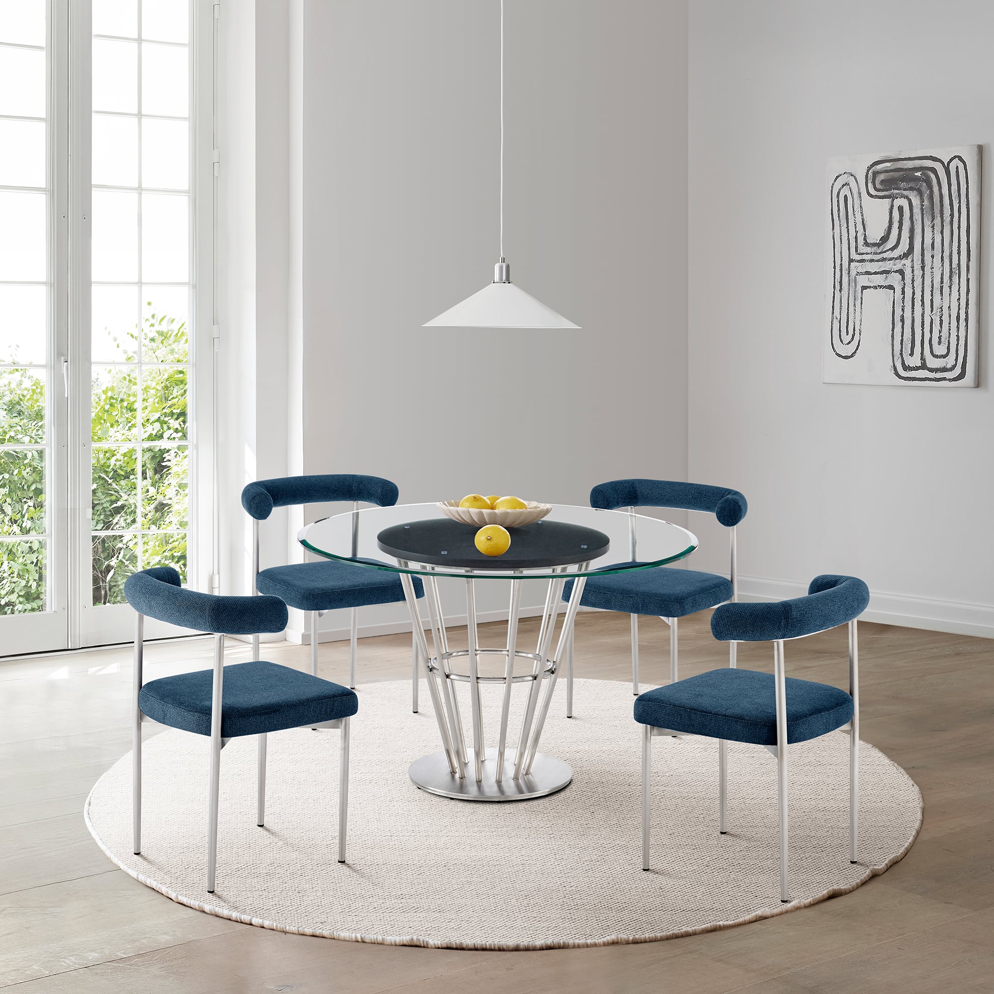 Armen Living Veronica / Shannon 5-Piece Round Dining Table Set