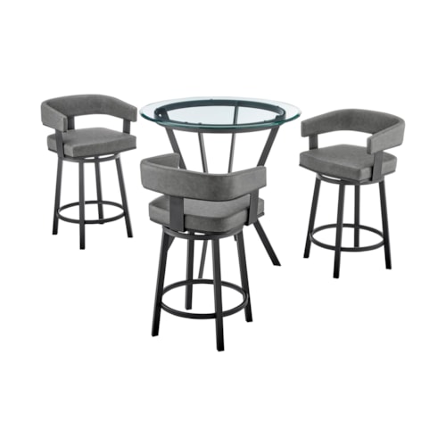Naomi and Lorin 4-Piece Counter Height Dining Set in Black Metal and Grey Faux Leather