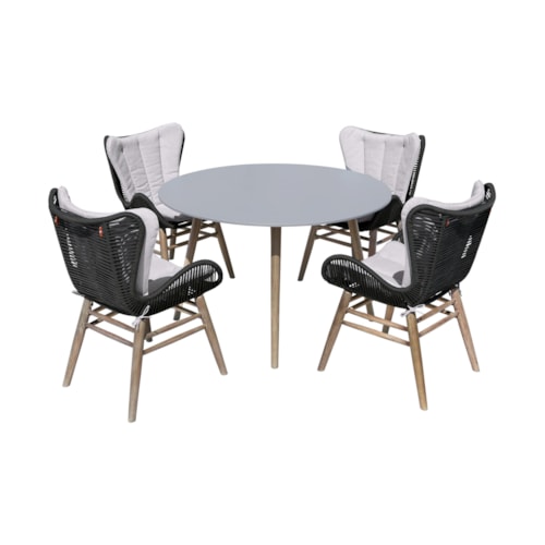 Contemporary 5-Piece Outdoor Dining Set with Upholstered Seating