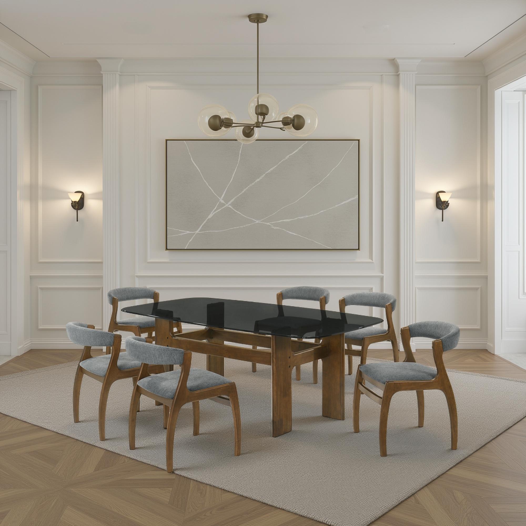 7-pc. Dining Set w/Glass-Top Table