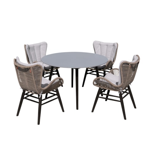 Contemporary 5-Piece Outdoor Dining Set with Upholstered Seating