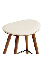 Armen Living Piper Contemporary 26" Counter Height Backless Bar Stool in Cream Faux Leather and Walnut Wood