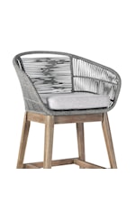 Armen Living Tutti Frutti Tutti Frutti Indoor Outdoor Bar Height Bar Stool in Aged Teak Wood with Grey Rope