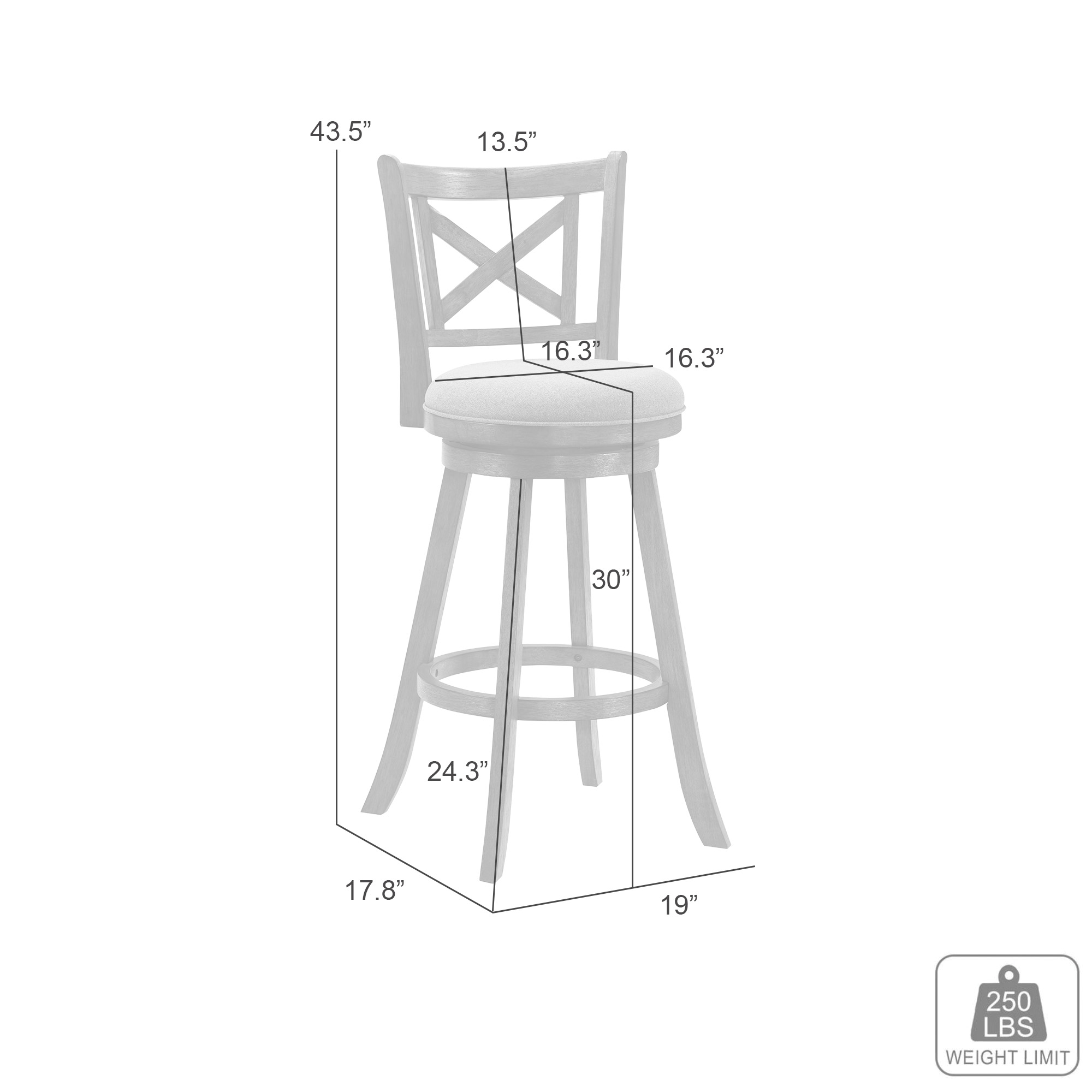 Armen Living Kodi X-Back Swivel Barstool