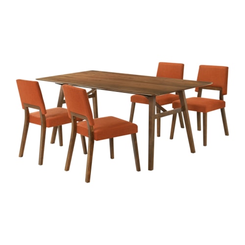 Mid-Century Modern 5-Piece Wood Dining Table Set