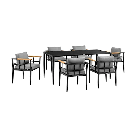Contemporary 7-Piece Outdoor Patio Dining Table Set