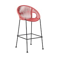 Casual 26" Indoor/Outdoor Counter Height Stool with Brick Red Rope